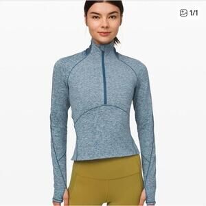 Lululemon Always Alert 1/2 Zip Pullover Womens Sz 2 Blue Rulu Cropped
